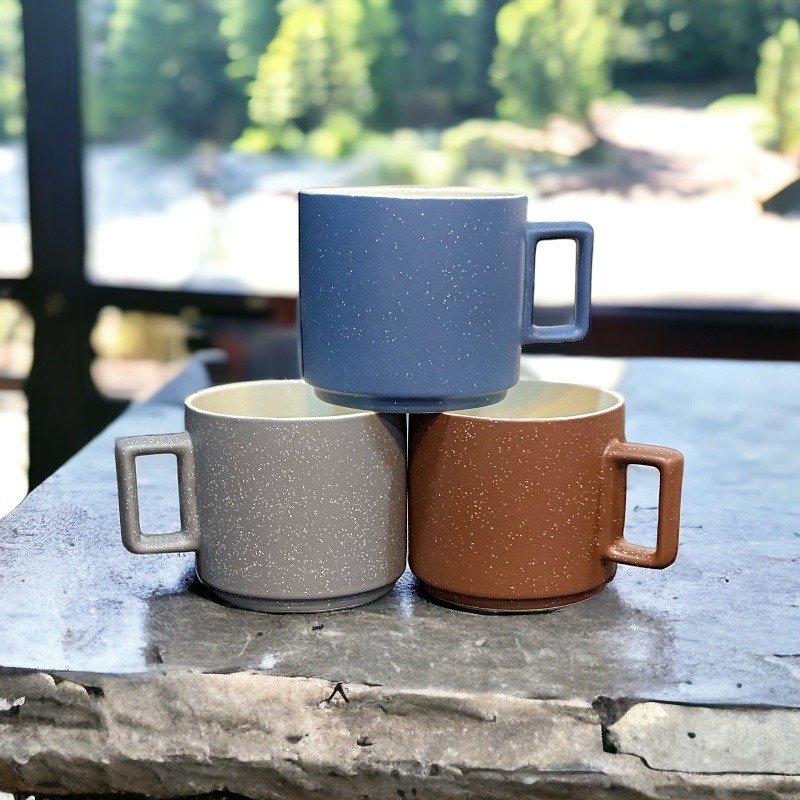 EARTHY TONED DOTTED MUGS